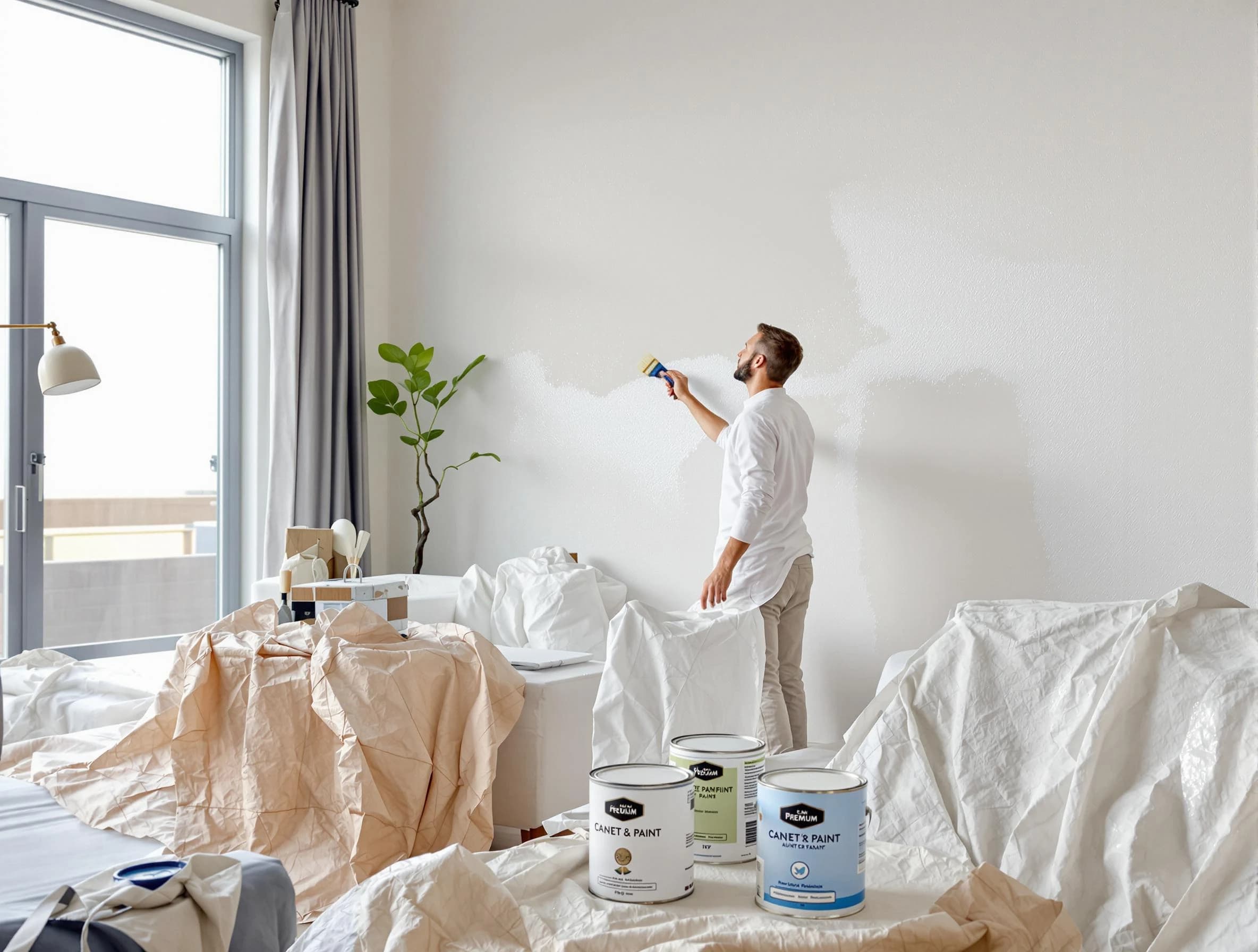 Avon Lake House Painters team carefully painting an interior wall in Avon Lake, OH