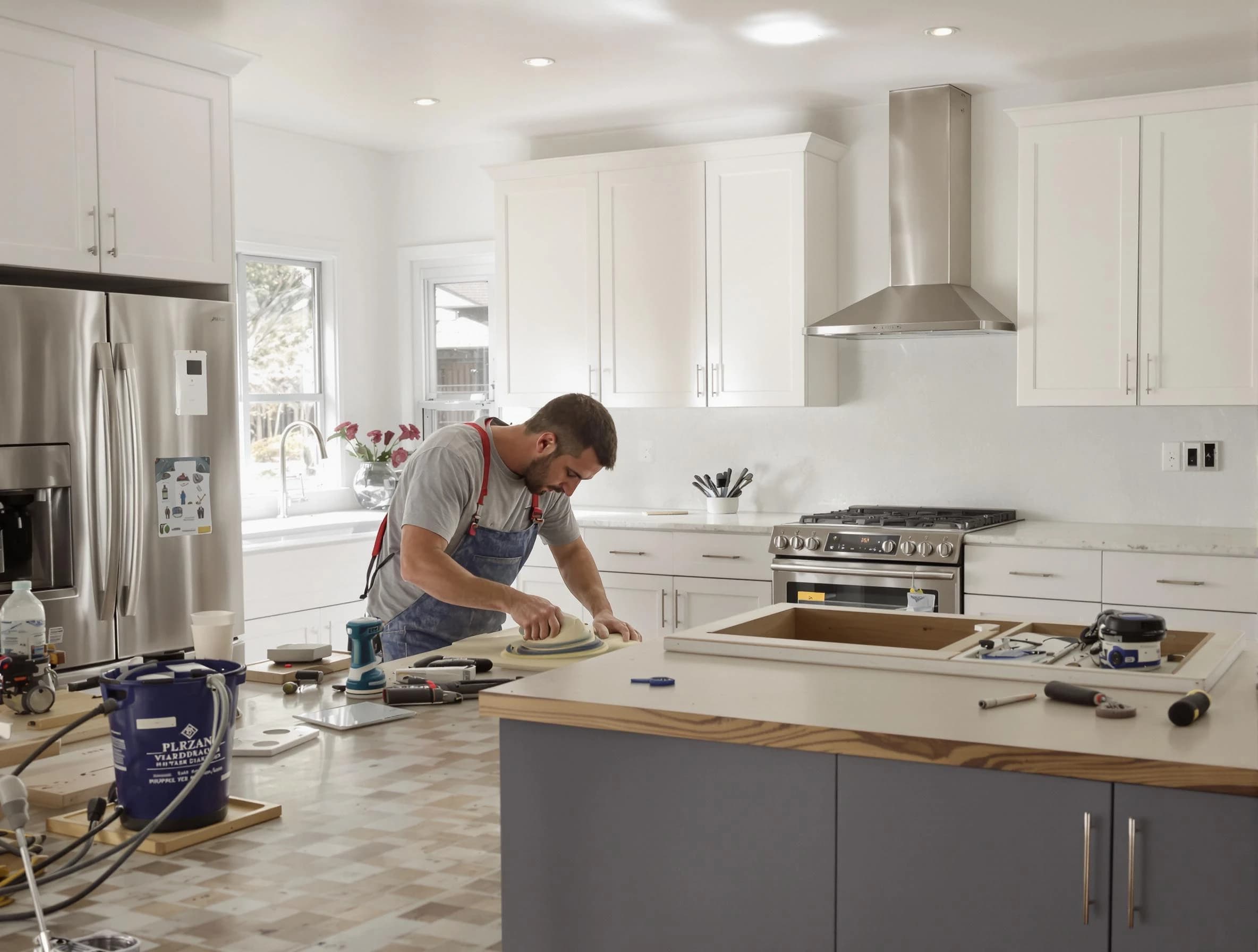 Avon Lake House Painters refinishing kitchen cabinets in Avon Lake, OH
