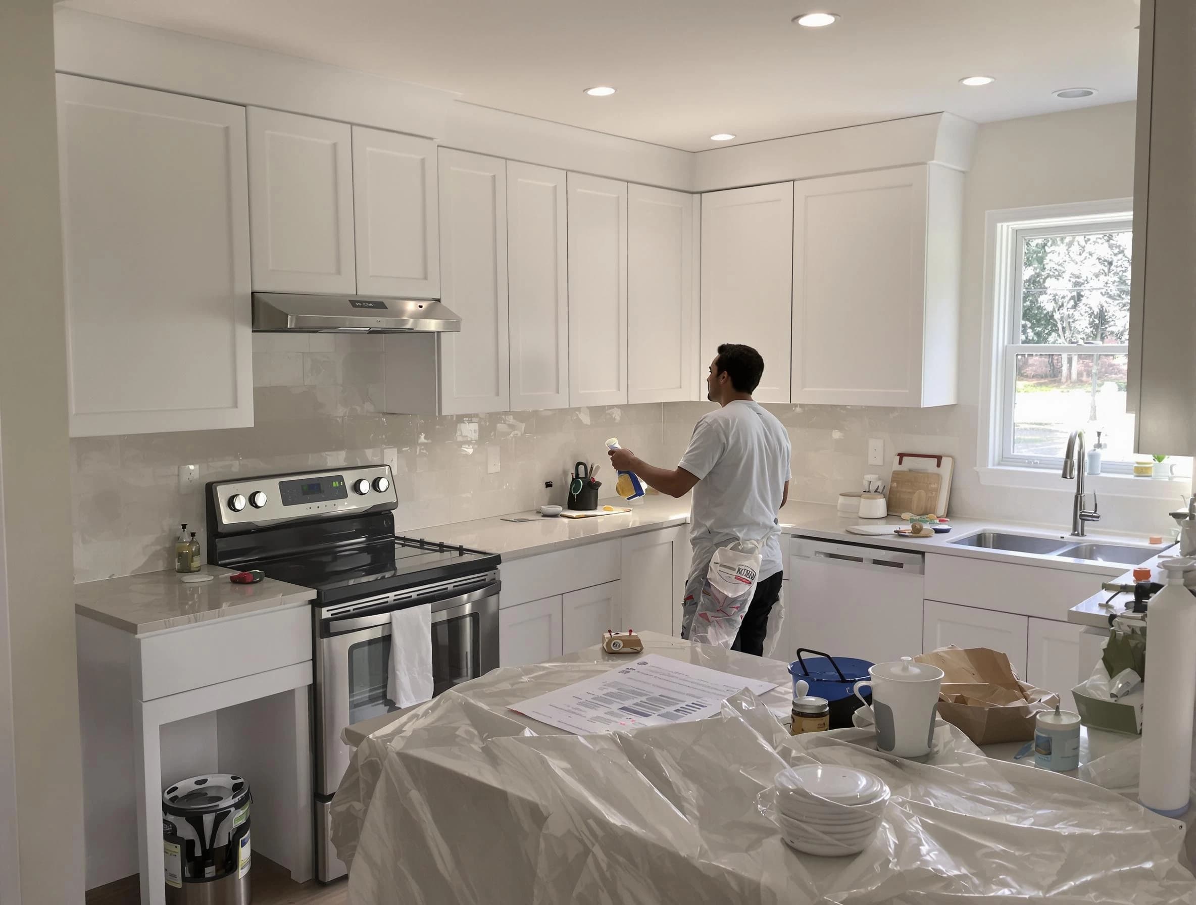Avon Lake House Painters performing detailed kitchen painting in Avon Lake