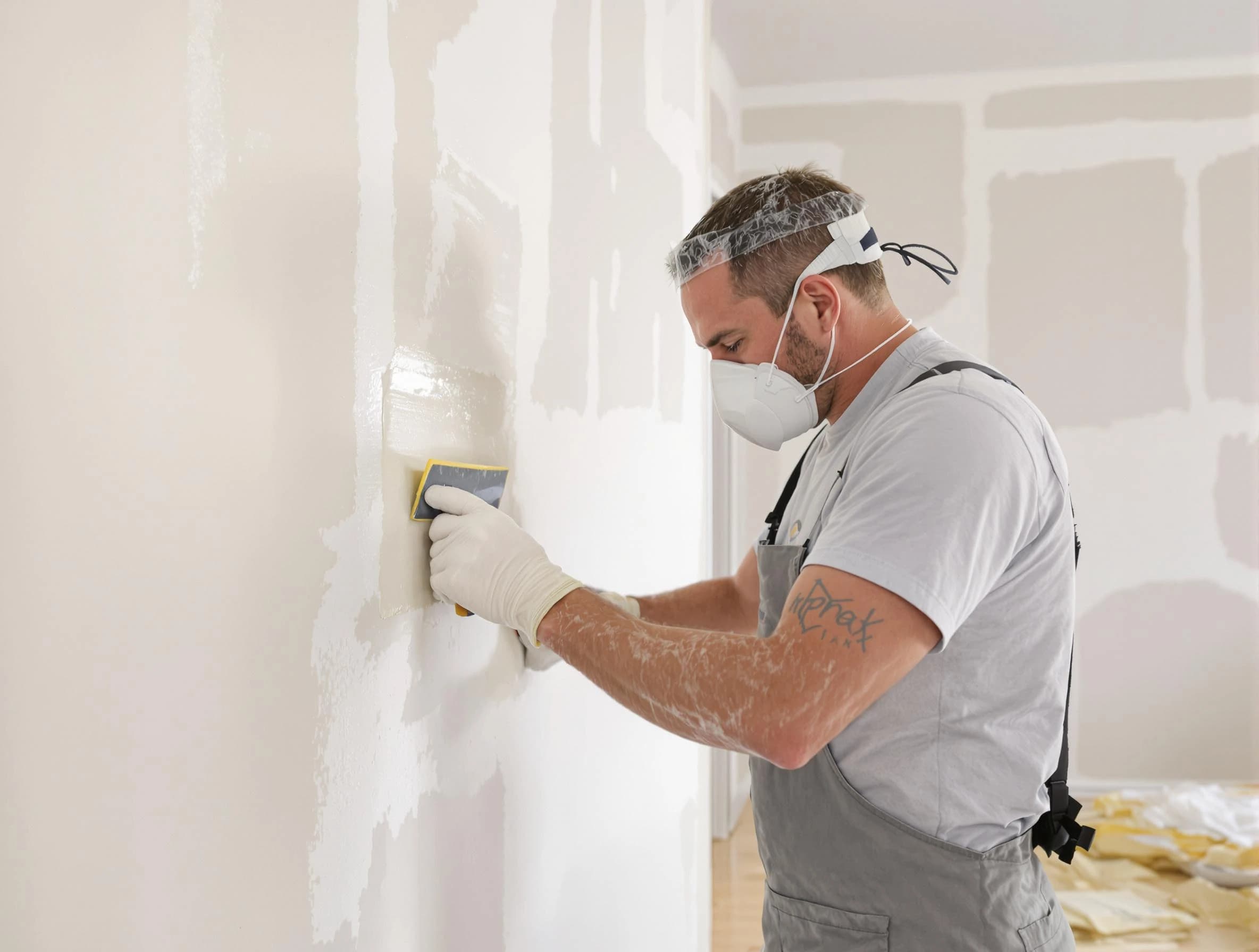 Avon Lake House Painters technician applying mud to drywall seams in Avon Lake, OH