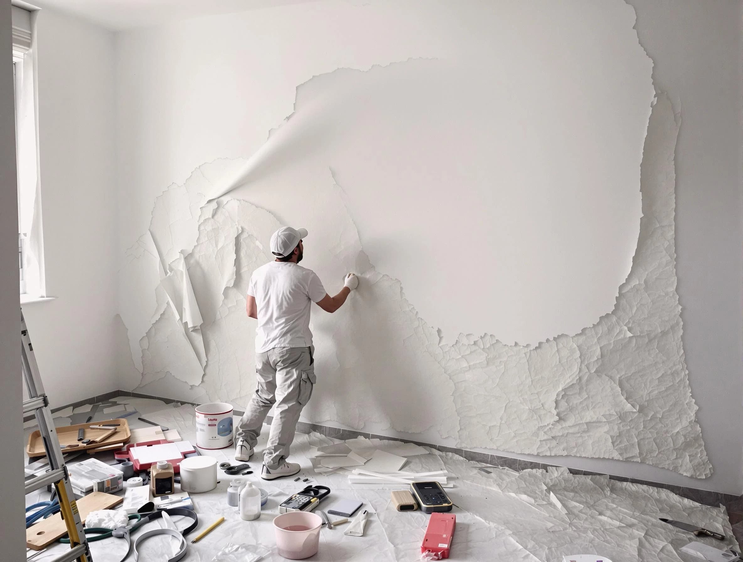 Removing old wallpaper to reveal clean walls by Avon Lake House Painters in Avon Lake