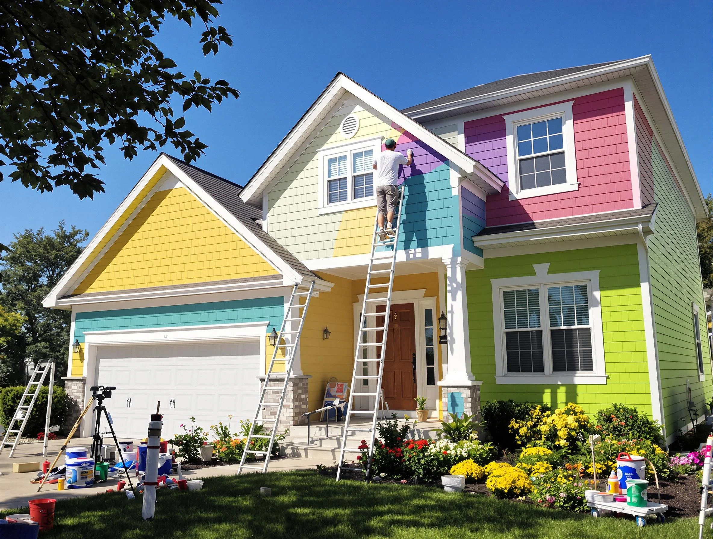 Avon Lake House Painters professionals painting a home exterior in Avon Lake, OH